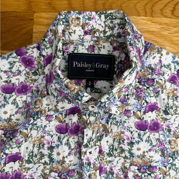 Lilac Men's Samuel Slim Fit Long Sleeve Floral Print Button-Front Shirt - Picture 2 of 5